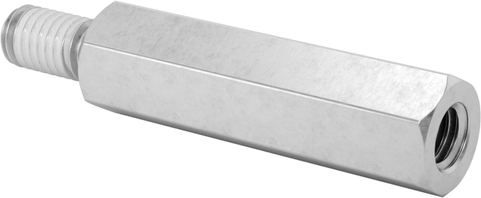 Diş Kilitlemeli Erkek-Dişi Dişli Altıgen Ara Parça, 18-8 Paslanmaz Çelik, 8 mm Altıgen Boyut, 30 mm Uzunluk, M5 x 0,8 mm Diş Boyutu