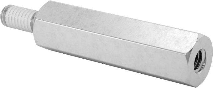 Diş Kilitlemeli Erkek-Dişi Dişli Altıgen Ara Parça, 18-8 Paslanmaz Çelik, 8 mm Altıgen Boyut, 30 mm Uzunluk, M4 x 0,7 mm Diş Boyutu