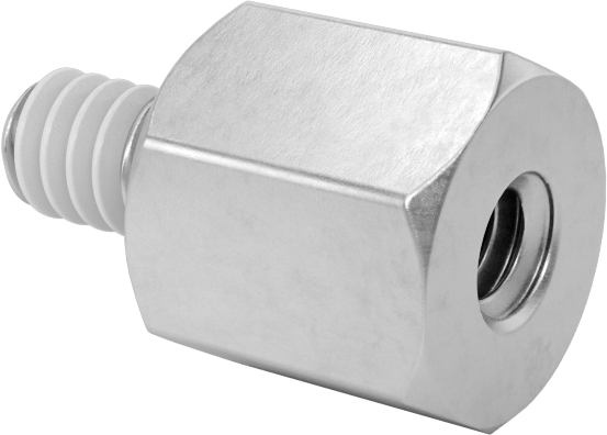 Diş Kilitlemeli Erkek-Dişi Dişli Altıgen Ara Parça, 18-8 Paslanmaz Çelik, 1/4" Altıgen Boyutu, 1/4" Uzunluk, 4-40 Diş Boyutu