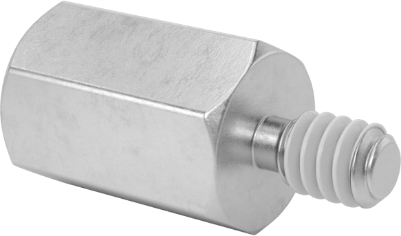Diş Kilitlemeli Erkek-Dişi Dişli Altıgen Ara Parça, 18-8 Paslanmaz Çelik, 1/4" Altıgen Boyutu, 3/8" Uzunluk, 4-40 Diş Boyutu