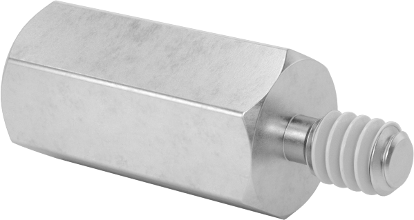 Diş Kilitlemeli Erkek-Dişi Dişli Altıgen Ara Parça, 18-8 Paslanmaz Çelik, 1/4" Altıgen Boyutu, 1/2" Uzunluk, 4-40 Diş Boyutu