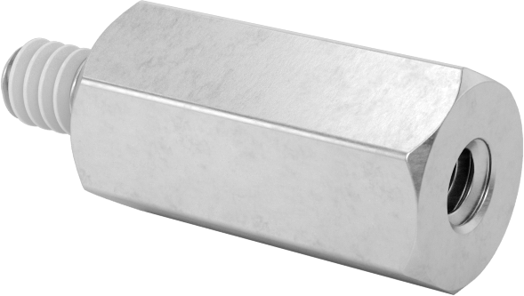 Diş Kilitlemeli Erkek-Dişi Dişli Altıgen Ara Parça, 18-8 Paslanmaz Çelik, 1/4" Altıgen Boyutu, 1/2" Uzunluk, 4-40 Diş Boyutu