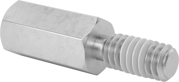 Diş Kilitlemeli Erkek-Dişi Dişli Altıgen Ara Parça, 18-8 Paslanmaz Çelik, 1/4" Altıgen Boyutu, 1/2" Uzunluk, 8-32 Diş Boyutu