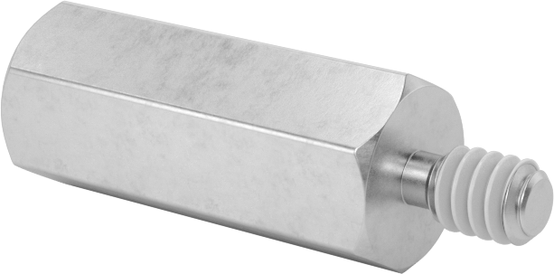 Diş Kilitlemeli Erkek-Dişi Dişli Altıgen Ara Parça, 18-8 Paslanmaz Çelik, 1/4" Altıgen Boyutu, 5/8" Uzunluk, 4-40 Diş Boyutu