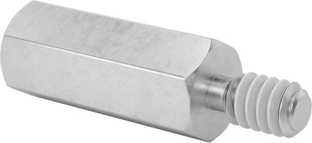 Diş Kilitlemeli Erkek-Dişi Dişli Altıgen Ara Parça, 18-8 Paslanmaz Çelik, 1/4" Altıgen Boyutu, 5/8" Uzunluk, 6-32 Diş Boyutu
