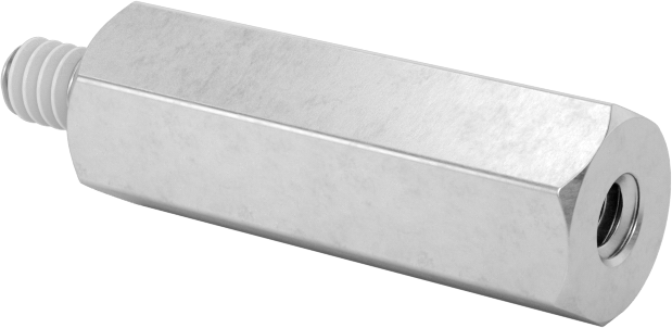 Diş Kilitlemeli Erkek-Dişi Dişli Altıgen Ara Parça, 18-8 Paslanmaz Çelik, 1/4" Altıgen Boyutu, 3/4" Uzunluk, 4-40 Diş Boyutu
