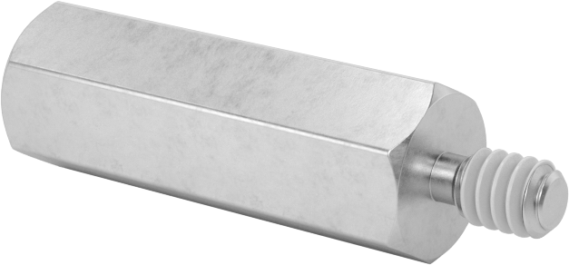 Diş Kilitlemeli Erkek-Dişi Dişli Altıgen Ara Parça, 18-8 Paslanmaz Çelik, 1/4" Altıgen Boyutu, 3/4" Uzunluk, 4-40 Diş Boyutu