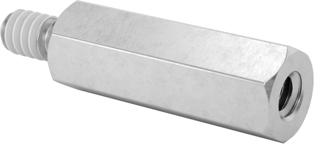 Diş Kilitlemeli Erkek-Dişi Dişli Altıgen Ara Parça, 18-8 Paslanmaz Çelik, 1/4" Altıgen Boyutu, 3/4" Uzunluk, 6-32 Diş Boyutu