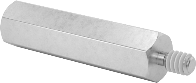 Diş Kilitlemeli Erkek-Dişi Dişli Altıgen Ara Parça, 18-8 Paslanmaz Çelik, 1/4" Altıgen Boyutu, 1" Uzunluk, 4-40 Diş Boyutu