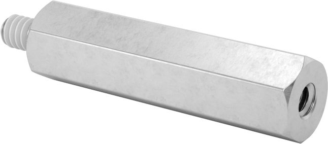 Diş Kilitlemeli Erkek-Dişi Dişli Altıgen Ara Parça, 18-8 Paslanmaz Çelik, 1/4" Altıgen Boyutu, 1" Uzunluk, 4-40 Diş Boyutu