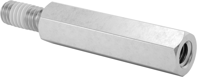 Diş Kilitlemeli Erkek-Dişi Dişli Altıgen Ara Parça, 18-8 Paslanmaz Çelik, 1/4" Altıgen Boyutu, 1" Uzunluk, 8-32 Diş Boyutu