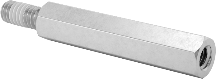 Diş Kilitlemeli Erkek-Dişi Dişli Altıgen Ara Parça, 18-8 Paslanmaz Çelik, 1/4" Altıgen Boyutu, 1-1/4" Uzunluk, 8-32 Diş Boyutu
