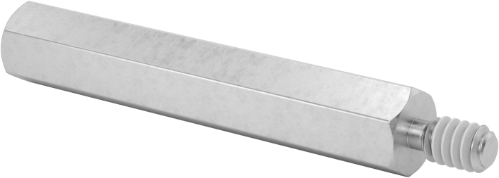 Diş Kilitlemeli Erkek-Dişi Dişli Altıgen Ara Parça, 18-8 Paslanmaz Çelik, 1/4" Altıgen Boyutu, 1-1/2" Uzunluk, 6-32 Diş Boyutu
