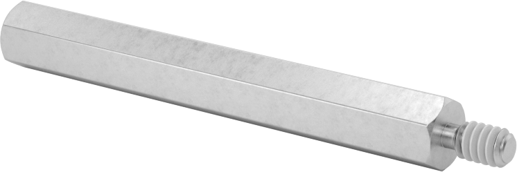 Diş Kilitlemeli Erkek-Dişi Dişli Altıgen Ara Parça, 18-8 Paslanmaz Çelik, 1/4" Altıgen Boyutu, 2" Uzunluk, 6-32 Diş Boyutu