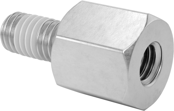 Diş Kilitlemeli Erkek-Dişi Dişli Altıgen Ara Parça, 18-8 Paslanmaz Çelik, 3/8" Altıgen Boyutu, 3/8" Uzunluk, 10-32 Diş Boyutu