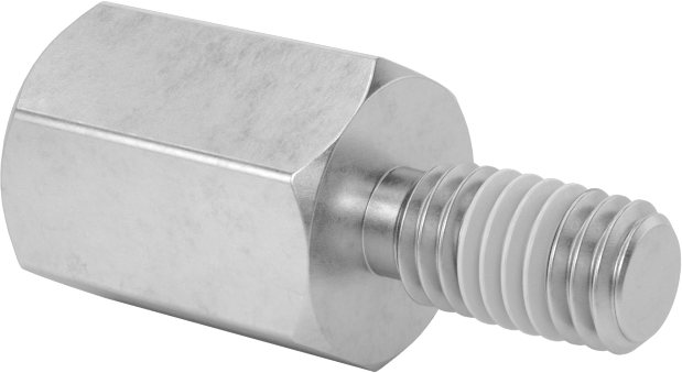 Diş Kilitlemeli Erkek-Dişi Dişli Altıgen Ara Parça, 18-8 Paslanmaz Çelik, 3/8" Altıgen Boyutu, 1/2" Uzunluk, 10-32 Diş Boyutu