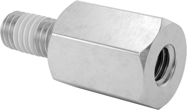 Diş Kilitlemeli Erkek-Dişi Dişli Altıgen Ara Parça, 18-8 Paslanmaz Çelik, 3/8" Altıgen Boyutu, 1/2" Uzunluk, 10-32 Diş Boyutu