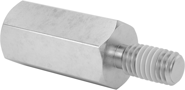 Diş Kilitlemeli Erkek-Dişi Dişli Altıgen Ara Parça, 18-8 Paslanmaz Çelik, 3/8" Altıgen Boyutu, 3/4" Uzunluk, 10-32 Diş Boyutu