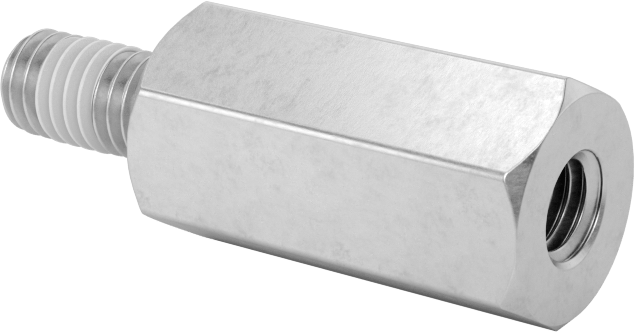Diş Kilitlemeli Erkek-Dişi Dişli Altıgen Ara Parça, 18-8 Paslanmaz Çelik, 3/8" Altıgen Boyutu, 3/4" Uzunluk, 10-32 Diş Boyutu