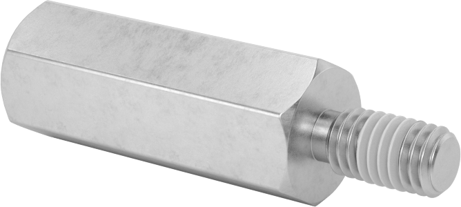 Diş Kilitlemeli Erkek-Dişi Dişli Altıgen Ara Parça, 18-8 Paslanmaz Çelik, 3/8" Altıgen Boyutu, 1" Uzunluk, 10-32 Diş Boyutu