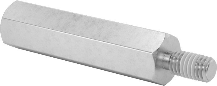 Diş Kilitlemeli Erkek-Dişi Dişli Altıgen Ara Parça, 18-8 Paslanmaz Çelik, 3/8" Altıgen Boyutu, 1-1/2" Uzunluk, 10-32 Diş Boyutu