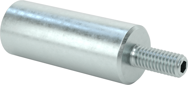 Erkek Dişli Manyetik Yuvarlak Ayırıcı, Alnico Mıknatıslı Çinko Kaplı Çelik, 8 mm OD