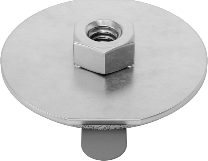 316 Paslanmaz Çelik Yapışkan Sırtlı Somunlar, 1/4"-20 Diş, 1-1/2“ Çap x 3/64” Kalınlıkta Taban