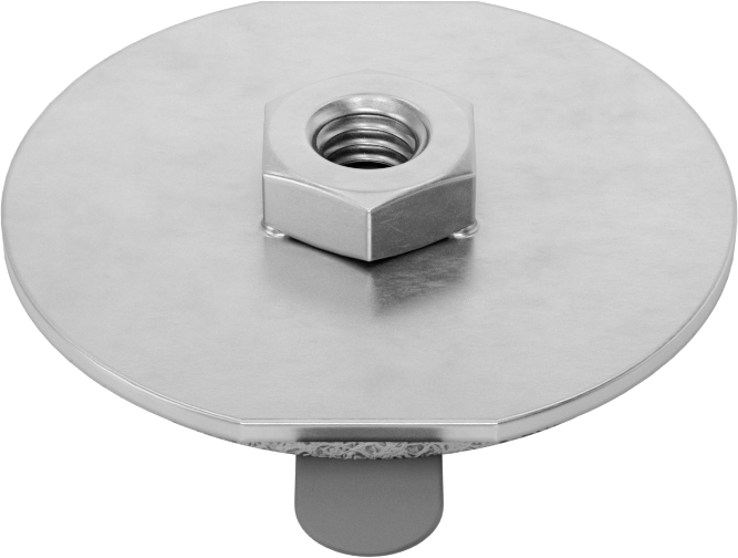 316 Paslanmaz Çelik Yapışkan Sırtlı Somunlar, M6 x 1 Diş, 38 mm Çap x 1,2 mm Kalınlık Taban
