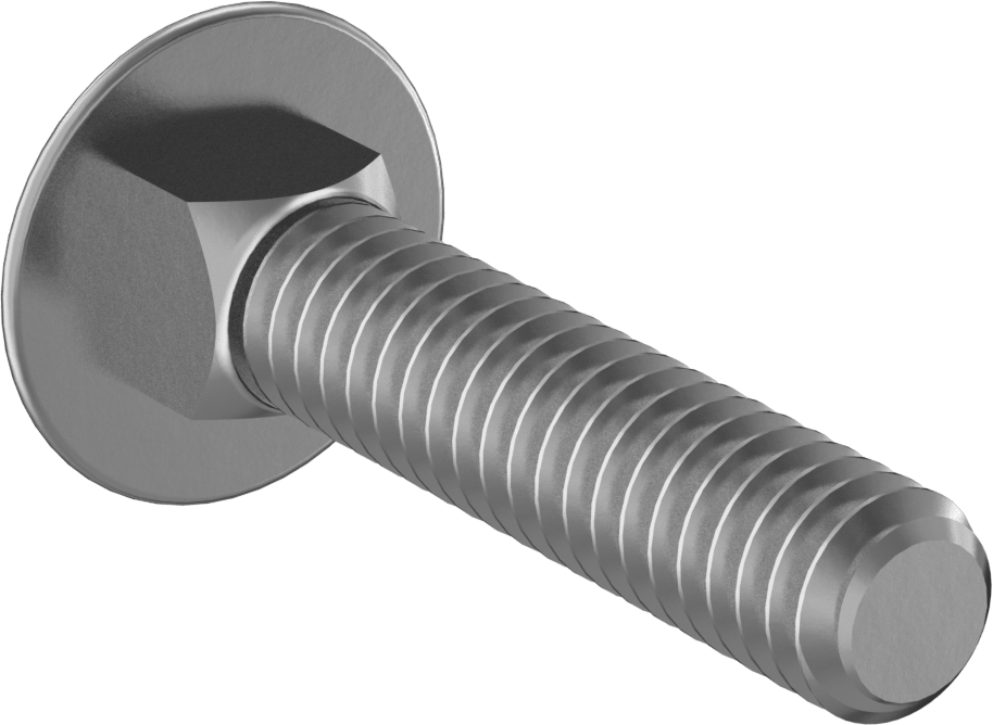 Çinko Kaplı Sınıf 2 Çelik Kare Boyunlu Taşıma Cıvatası, Düşük Mukavemetli, 1/4"-20 Diş Boyutu, 1-1/4" Uzunluk