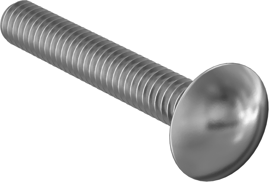 Çinko Kaplı Sınıf 2 Çelik Kare Boyunlu Taşıma Cıvatası, Düşük Mukavemetli, 1/4"-20 Diş Boyutu, 1-3/4" Uzunluk
