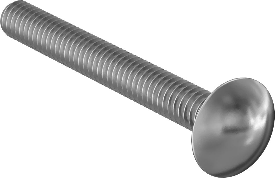 Çinko Kaplı Sınıf 2 Çelik Kare Boyunlu Taşıma Cıvatası, Düşük Mukavemetli, 1/4"-20 Diş Boyutu, 2-1/4" Uzunluk