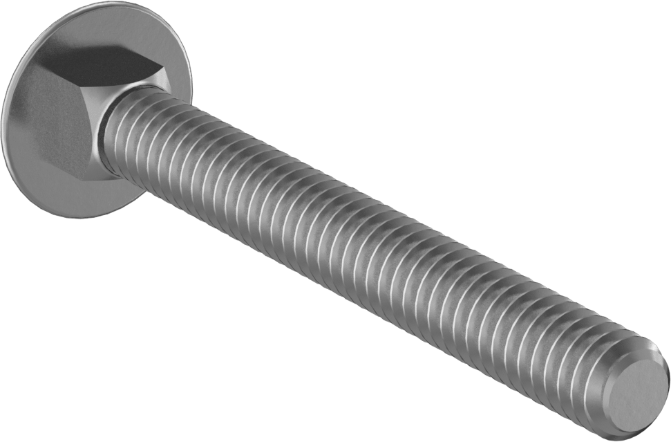 Çinko Kaplı Sınıf 2 Çelik Kare Boyunlu Taşıma Cıvatası, Düşük Mukavemetli, 1/4"-20 Diş Boyutu, 2-1/4" Uzunluk