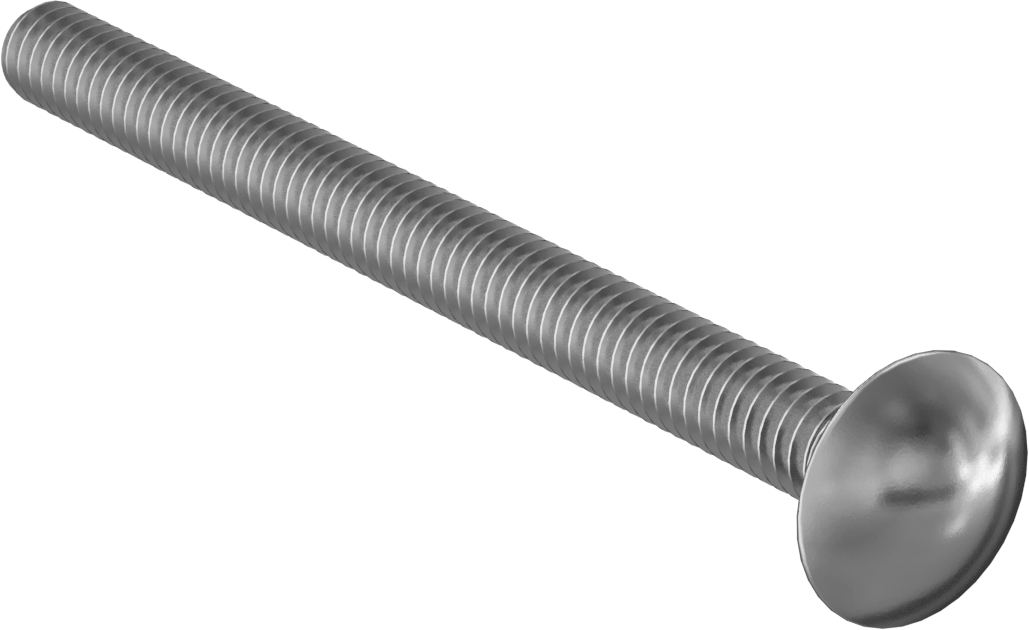 Çinko Kaplı Sınıf 2 Çelik Kare Boyunlu Taşıma Cıvatası, Düşük Mukavemetli, 1/4"-20 Diş Boyutu, 3-1/4" Uzunluk