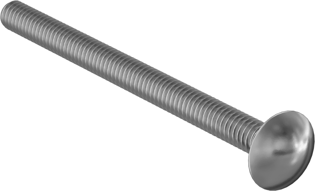 Çinko Kaplı Sınıf 2 Çelik Kare Boyunlu Taşıma Cıvatası, Düşük Mukavemetli, 1/4"-20 Diş Boyutu, 3-1/2" Uzunluk
