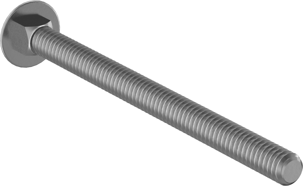Çinko Kaplı Sınıf 2 Çelik Kare Boyunlu Taşıma Cıvatası, Düşük Mukavemetli, 1/4"-20 Diş Boyutu, 3-1/2" Uzunluk
