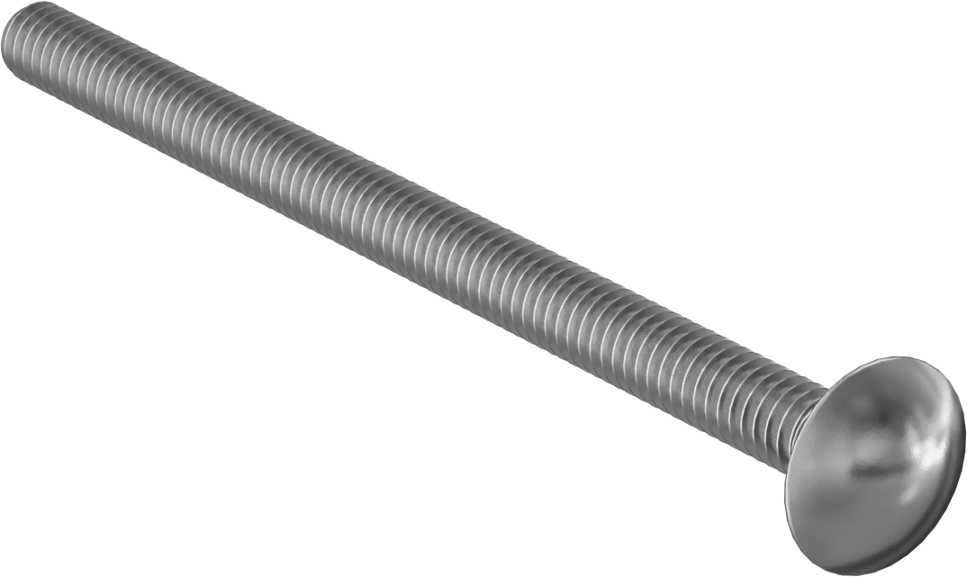 Çinko Kaplı Sınıf 2 Çelik Kare Boyunlu Taşıma Cıvatası, Düşük Mukavemetli, 1/4"-20 Diş Boyutu, 4" Uzunluk