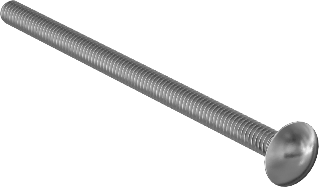 Çinko Kaplı Sınıf 2 Çelik Kare Boyunlu Taşıma Cıvatası, Düşük Mukavemetli, 1/4"-20 Diş Boyutu, 4-1/2" Uzunluk