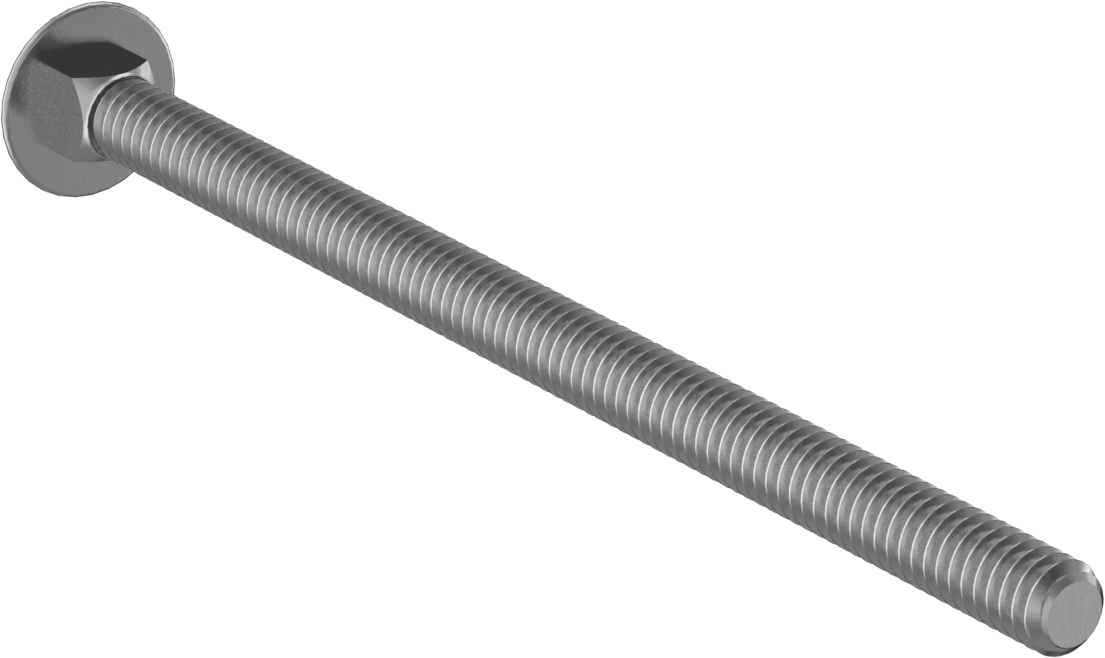 Çinko Kaplı Sınıf 2 Çelik Kare Boyunlu Taşıma Cıvatası, Düşük Mukavemetli, 1/4"-20 Diş Boyutu, 4-1/2" Uzunluk