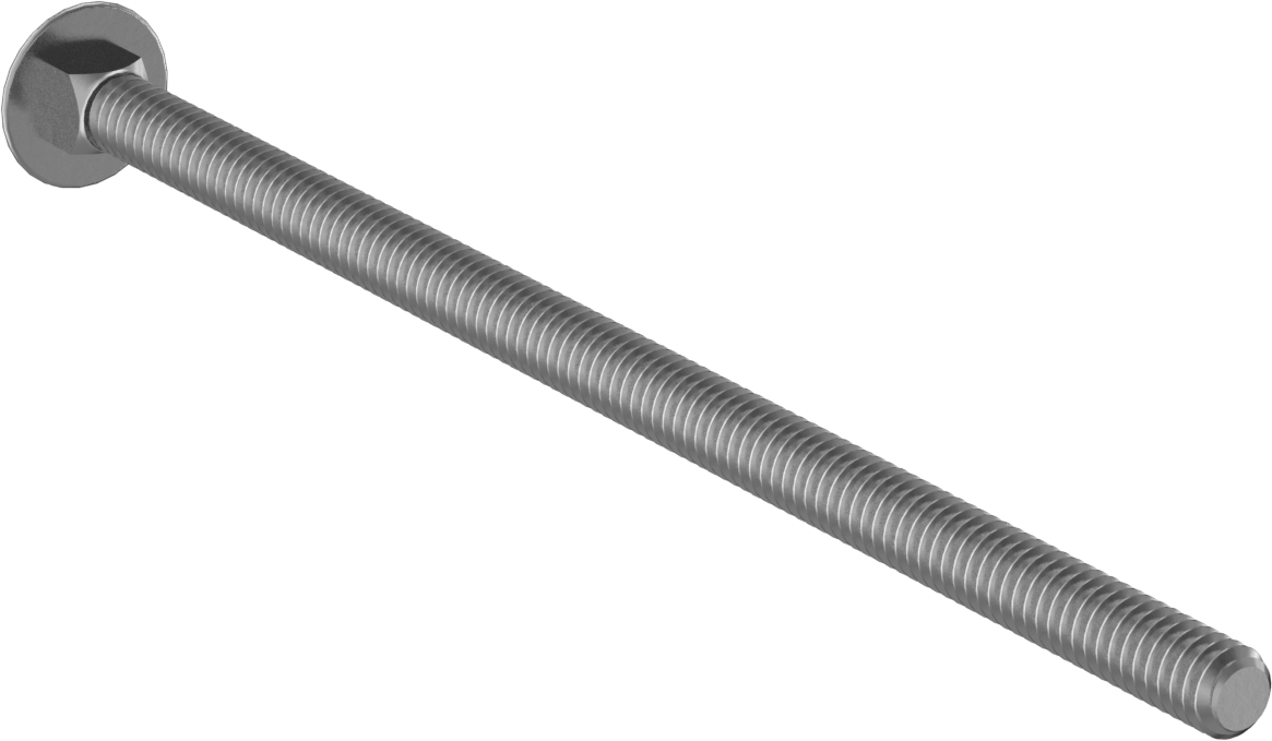 Çinko Kaplı Sınıf 2 Çelik Kare Boyunlu Taşıma Cıvatası, Düşük Mukavemetli, 1/4"-20 Diş Boyutu, 5-1/2" Uzunluk