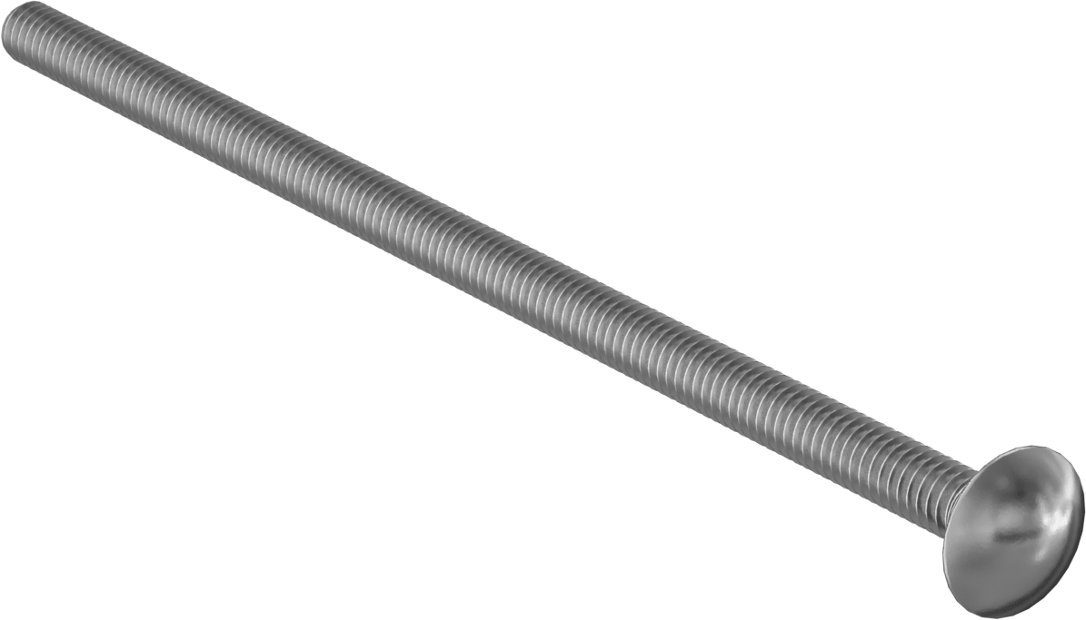 Çinko Kaplı Sınıf 2 Çelik Kare Boyunlu Taşıma Cıvatası, Düşük Mukavemetli, 1/4"-20 Diş Boyutu, 6 inç Uzunluk
