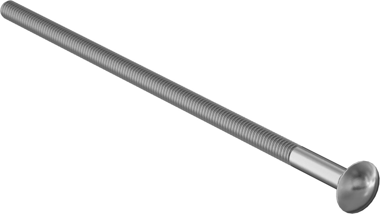 Çinko Kaplı Sınıf 2 Çelik Kare Boyunlu Taşıma Cıvatası, Düşük Mukavemetli, 1/4"-20 Diş Boyutu, 7" Uzunluk