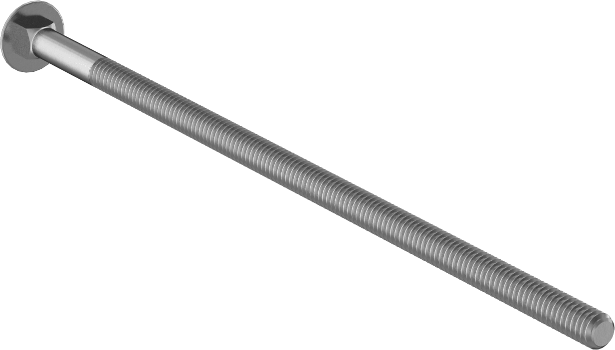 Çinko Kaplı Sınıf 2 Çelik Kare Boyunlu Taşıma Cıvatası, Düşük Mukavemetli, 1/4"-20 Diş Boyutu, 7" Uzunluk