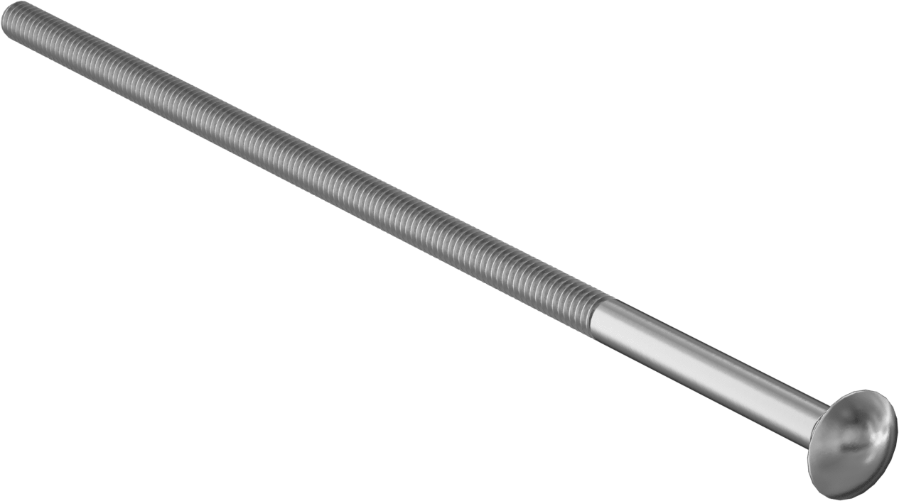 Çinko Kaplı Sınıf 2 Çelik Kare Boyunlu Taşıma Cıvatası, Düşük Mukavemetli, 1/4"-20 Diş Boyutu, 8" Uzunluk