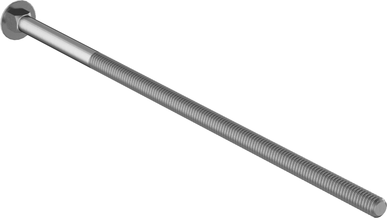 Çinko Kaplı Sınıf 2 Çelik Kare Boyunlu Taşıma Cıvatası, Düşük Mukavemetli, 1/4"-20 Diş Boyutu, 8" Uzunluk