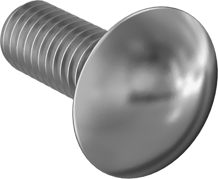Çinko Kaplı Sınıf 2 Çelik Kare Boyunlu Taşıma Cıvatası, Düşük Mukavemetli, 3/8"-16 Diş Boyutu, 1" Uzunluk