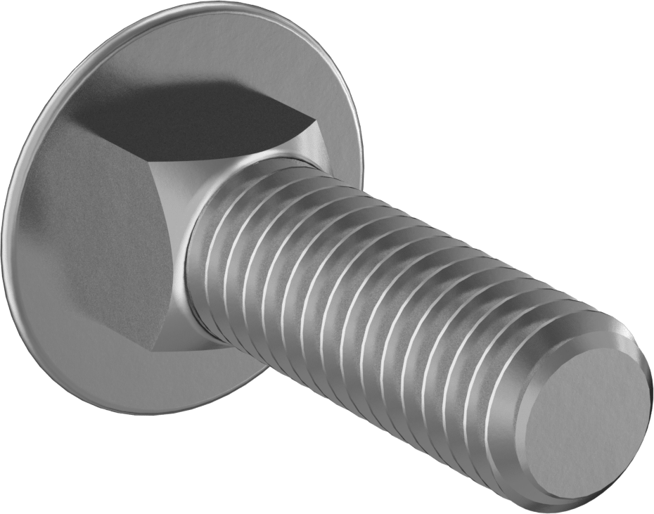 Çinko Kaplı Sınıf 2 Çelik Kare Boyunlu Taşıma Cıvatası, Düşük Mukavemetli, 3/8"-16 Diş Boyutu, 1-1/4" Uzunluk