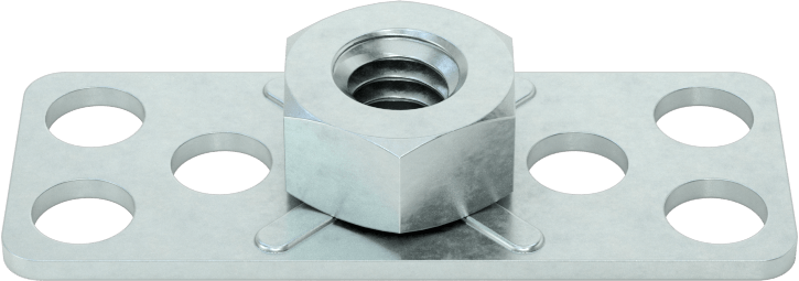 Çelik Dar Tabanlı Yapıştırıcıya Hazır Somunlar, 1/4"-20 Diş Boyutu, 1-1/2" Taban Uzunluğu