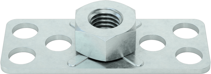 Çelik Dar Tabanlı Yapıştırıcıya Hazır Somunlar, 1/4"-28 Diş Boyutu, 1-1/2" Taban Uzunluğu