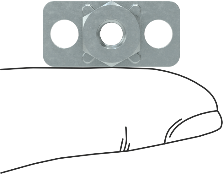 Çelik Dar Tabanlı Yapıştırıcıya Hazır Somunlar, M5 x 0,8 mm Diş Boyutu, 24 mm Taban Uzunluğu