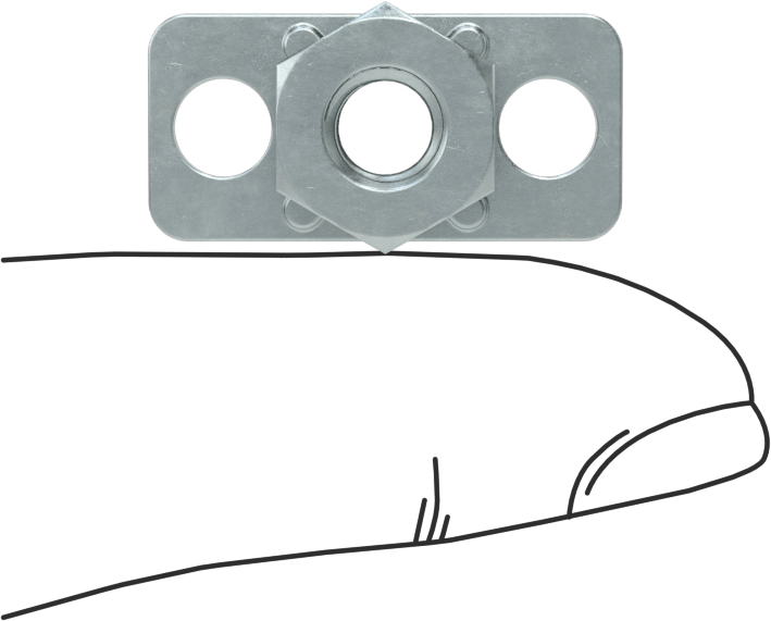 Çelik Dar Tabanlı Yapıştırıcıya Hazır Somunlar, M6 x 1 mm Diş Boyutu, 24 mm Taban Uzunluğu